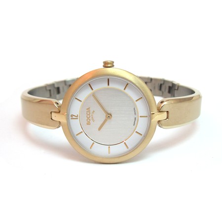 Boccia Titanium Bangle style watch w/Gold plating - 3164-05 - Click Image to Close